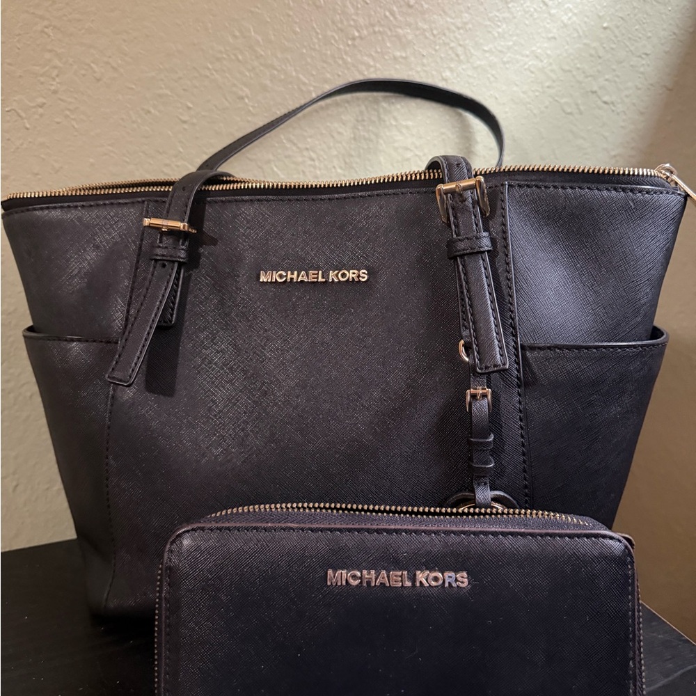 Michael Kors Black Tote and Wallet Set